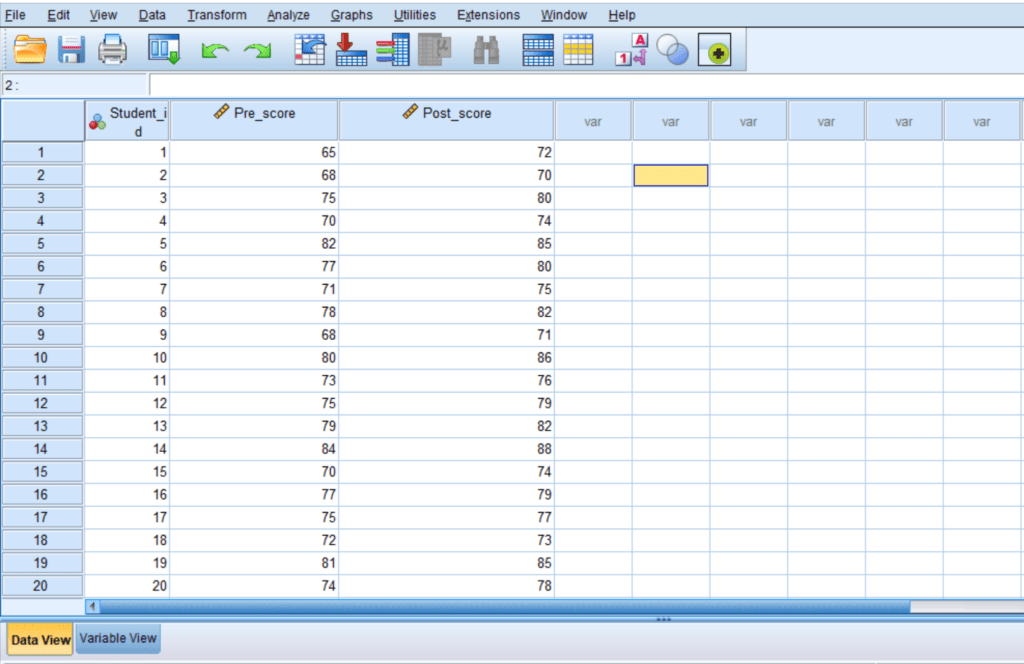 paired sample t test in spss
